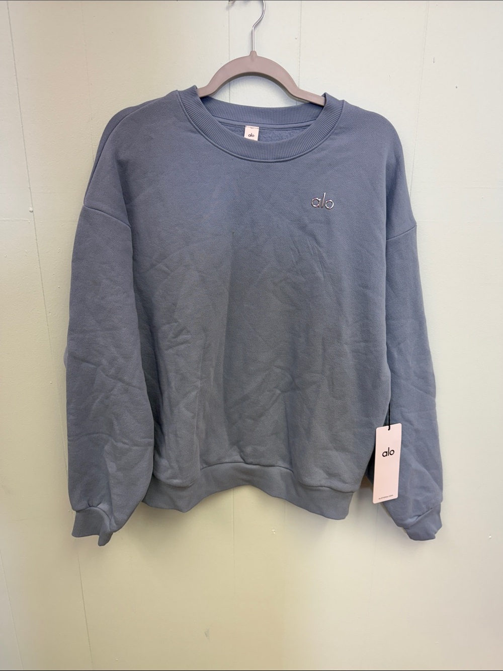 ALO Yoga Accolade crew neck pullover in celestial blue • Sz Small New